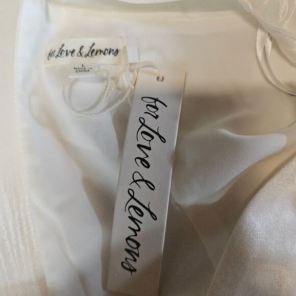For Love & Lemons Lucy White Satin Sleeveless Mini Dress Size L NEW 3639 - Picture 6 of 11